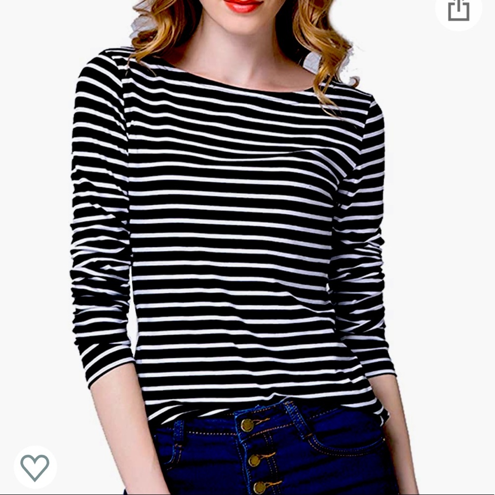 Tulucky Long Sleeve Retro Boat Neck top striped